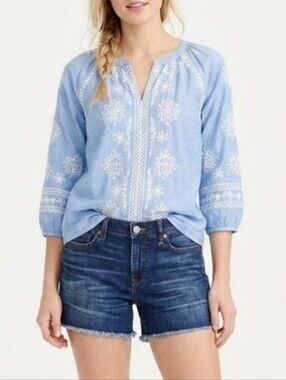 J. Crew Indigo Denim Cutoff Jean Shorts Raw Hem 28